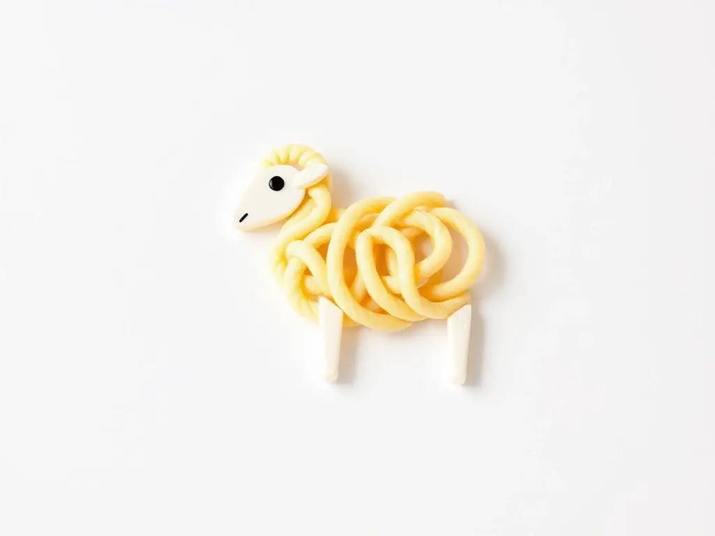 A clean, modern logo design featuring a stylized sheep made of noodles, representing Noodle Sheep Creations' unique and creative approach to branding.